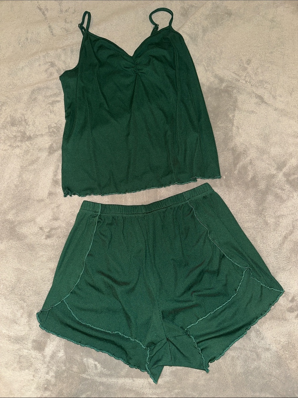 Women’s Deep Green Satin Cami & Shorts Sleep Set